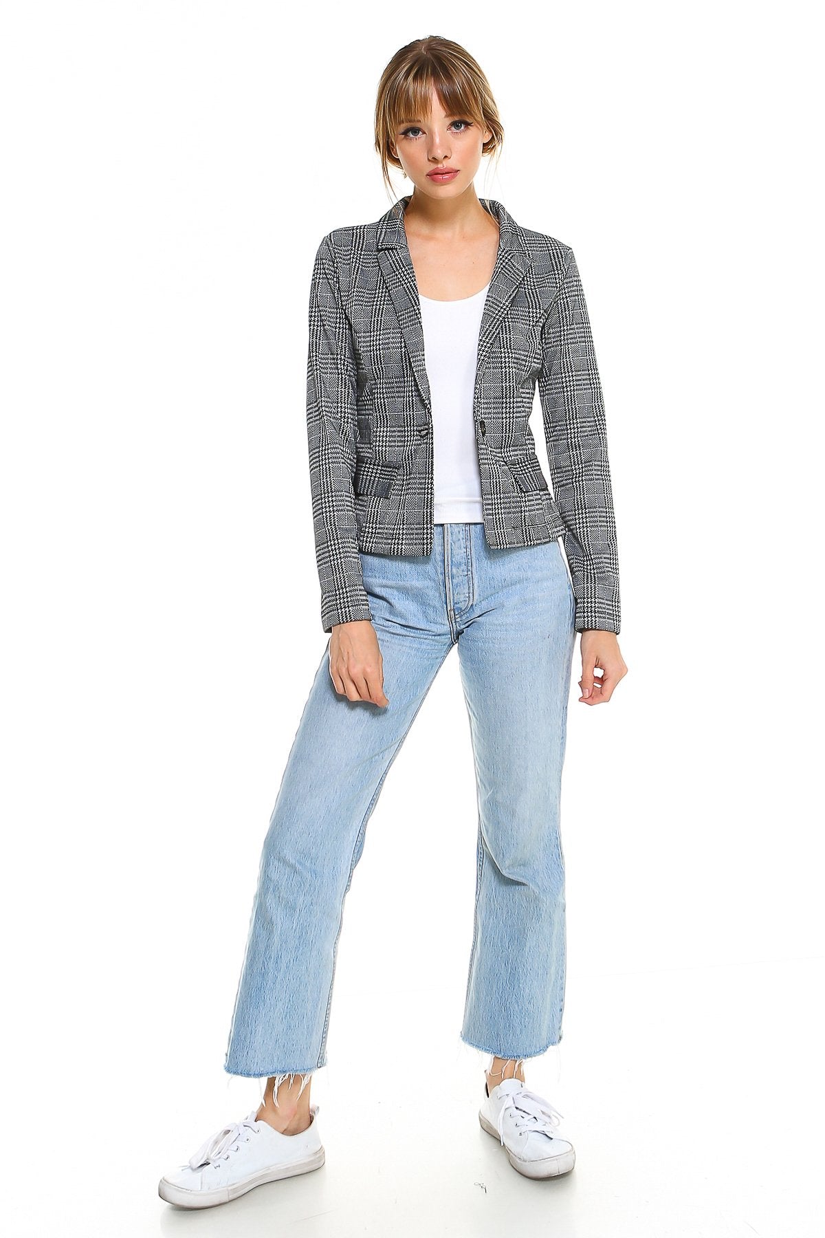 Point Plaid Blazer